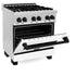ZLINE 30" Autograph Dual Fuel Range, White Door, RAZ-WM-30-MB