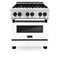 ZLINE 30" Autograph Dual Fuel Range, White Door, RAZ-WM-30-MB