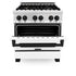 ZLINE 30" Autograph Dual Fuel Range, White Door, RAZ-WM-30-MB