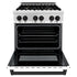 ZLINE 30" Autograph Dual Fuel Range, White Door, RAZ-WM-30-MB