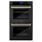 ZLINE 30" Autograph Edition Double Wall Oven with Self Clean and True Convection in Black Stainless Steel Gold Accent AWDZ-30-BS-G