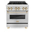 ZLINE 30" Autograph Edition, Dual Fuel Range, Gold Accents, RAZ-30-G