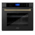 ZLINE 30" Autograph Single Wall Oven with Self Clean and True Convection in Black Stainless Steel Champagne Bronze AWSZ-30-BS-CB