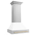 ZLINE 30" Autograph Stainless Wall Range Hood, White, 8654STZ-WM30-G
