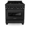 ZLINE 30" Black Stainless, Gas/Electric Oven, Brass Burners, RAB-BR-30