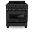 ZLINE 30" Black Stainless, Gas/Electric Oven, Brass Burners, RAB-BR-30