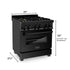ZLINE 30" Black Stainless, Gas/Electric Oven, Brass Burners, RAB-BR-30