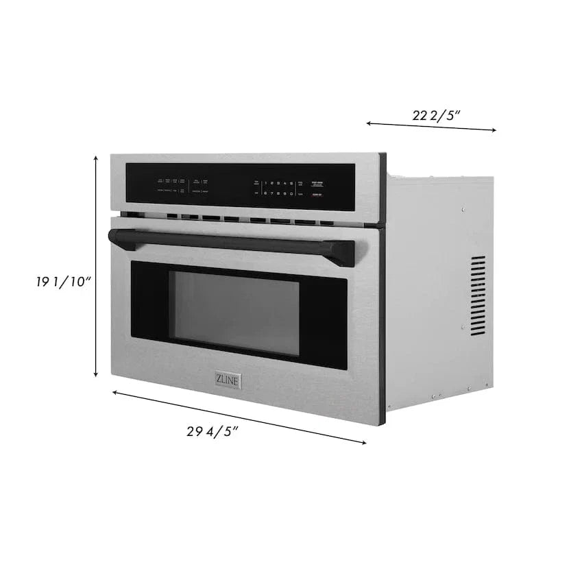 ZLINE 30” Convection Microwave, Stainless Steel, Black MWOZ-30-SS-MB