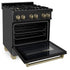 ZLINE 30" Dual Fuel Range, Black Stainless, Champagne Bronze, RABZ-30-CB