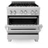 ZLINE 30" Dual Fuel Range, DuraSnow, Stainless, Brass Burners, RAS-SN-BR-30