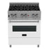 ZLINE 30" Dual Fuel Range, DuraSnow, Stainless, White Matte Door, RAS-WM-30