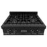 ZLINE 30" Porcelain Rangetop in Black Stainless, 4 Gas Burners, RTB-30