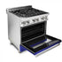 ZLINE 30" Professional Dual Fuel Range, Blue Matte Door, RA-BM-30