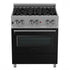 ZLINE 30" Professional Dual Fuel Range, Snow Stainless, Black Matte Door, RAS-BLM-30