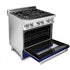 ZLINE 30" Professional Dual Fuel Range with Blue Gloss Door, RA-BG-30