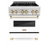 ZLINE 30"Autograph, Dual Fuel Range, Stainless, Gold Accents, RAZ-WM-30-G