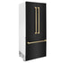 ZLINE 36" Autograph 19.6 cu. ft. 3-Door French Door Fridge Water/Ice Dispenser Black Stainless Steel Champagne Bronze Accents RBIVZ-BS-36-CB