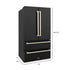 ZLINE 36" Autograph 22.5 cu. Ft French Door Refrigerator with Ice Maker Black Stainless Steel with Gold Accents RFMZ-36-BS-G
