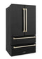 ZLINE 36" Autograph 22.5 cu. Ft French Door Refrigerator with Ice Maker Black Stainless Steel with Gold Accents RFMZ-36-BS-G