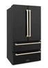ZLINE 36" Autograph 22.5 cu. Ft French Door Refrigerator with Ice Maker Black Stainless Steel with Gold Accents RFMZ-36-BS-G