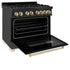 ZLINE 36" Autograph Dual Fuel Range, Black Stainless, Gold, RABZ-36-G