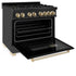 ZLINE 36" Autograph Dual Fuel Range, Black Stainless, Gold, RABZ-36-G