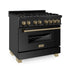 ZLINE 36" Autograph Dual Fuel Range, Black Stainless, RABZ-36-CB