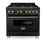 ZLINE 36" Autograph Dual Fuel Range, Black Stainless, RABZ-36-CB