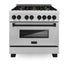 ZLINE 36" Autograph Dual Fuel Range, DuraSnow, Black, RASZ-SN-36-MB