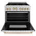 ZLINE 36" Autograph Dual Fuel Range, DuraSnow, Gold, RASZ-SN-36-G