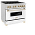 ZLINE 36" Autograph Dual Fuel Range, DuraSnow, White door, RASZ-WM-36-CB