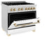 ZLINE 36" Autograph Dual Fuel Range, DuraSnow, White,Gold,RASZ-WM-36-G