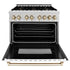 ZLINE 36" Autograph Dual Fuel Range, DuraSnow, White,Gold,RASZ-WM-36-G