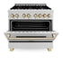 ZLINE 36" Autograph Dual Fuel Range, DuraSnow,Champagne, RASZ-SN-36-CB