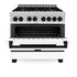 ZLINE 36" Autograph Dual Fuel Range, White Door, RAZ-WM-36-MB