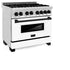 ZLINE 36" Autograph Dual Fuel Range, White Door, RAZ-WM-36-MB