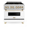 ZLINE 36" Autograph Edition Dual Fuel Range, White Door, RAZ-WM-36-G