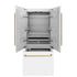 ZLINE Autograph Edition French Door Refrigerator, Internal Water, Ice Dispenser, White Matte, Champagne Bronze Accents RBIVZ-WM