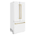 ZLINE Autograph Edition French Door Refrigerator, Internal Water, Ice Dispenser, White Matte, Champagne Bronze Accents RBIVZ-WM