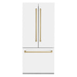 ZLINE Autograph Edition French Door Refrigerator, Internal Water, Ice Dispenser, White Matte, Champagne Bronze Accents RBIVZ-WM