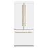 ZLINE Autograph Edition French Door Refrigerator, Internal Water, Ice Dispenser, White Matte, Champagne Bronze Accents RBIVZ-WM
