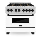 ZLINE 36" Autograph, Range, Dual Fuel, White door, RASZ-WM-36-MB