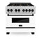 ZLINE 36" Autograph, Range, Dual Fuel, White door, RASZ-WM-36-MB