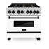 ZLINE 36" Autograph, Range, Dual Fuel, White door, RASZ-WM-36-MB