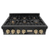 ZLINE 36" Autograph Rangetop, Black Stainless, Gold Accents, RTBZ-36-G
