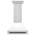 ZLINE 36" Autograph Stainless Wall Range Hood, White, Black accents, 8654STZ-WM36-MB