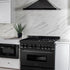 ZLINE 36" Black Stainless, Gas Burner/Electric Oven, Brass Burners, RAB-BR-36