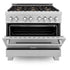 ZLINE 36" Dual Fuel Range, DuraSnow, Stainless, Brass Burners, RAS-SN-BR-36