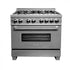 ZLINE 36" Dual Fuel Range, Snow Stainless, Snow Stainless Door, RAS-SN-36