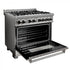 ZLINE 36" Dual Fuel Range, Snow Stainless, Snow Stainless Door, RAS-SN-36